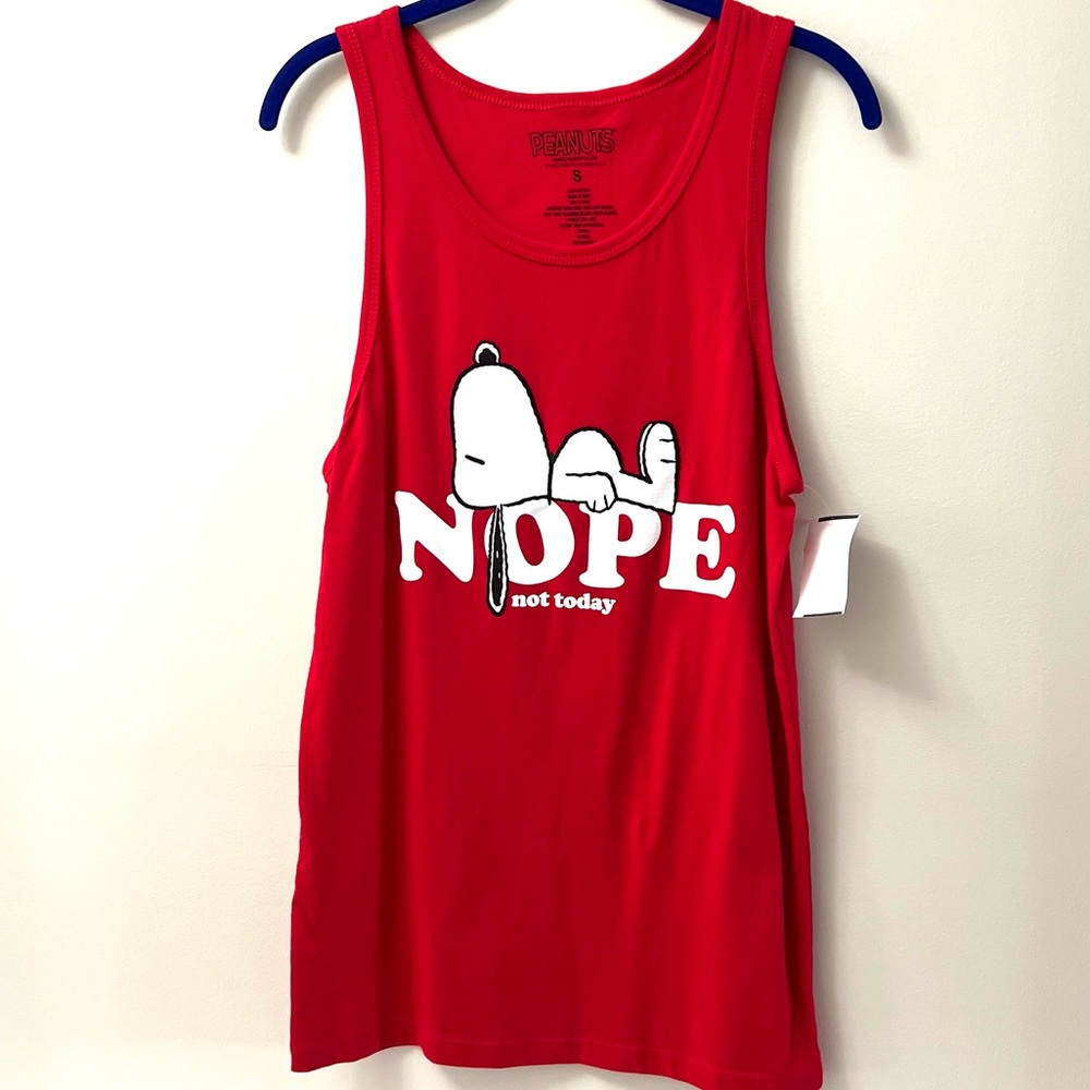 Peanuts 🆕Snoopy “Nope Not Today” Graphic Tank Top Size Small